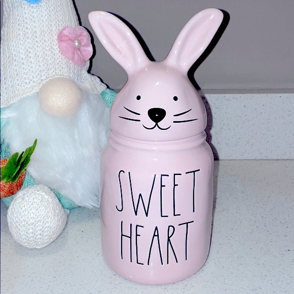 ❗️RAE DUNN PINK SWEET HEART VALENTINE SPRING BUNNY CANISTER - Picture 7 of 7